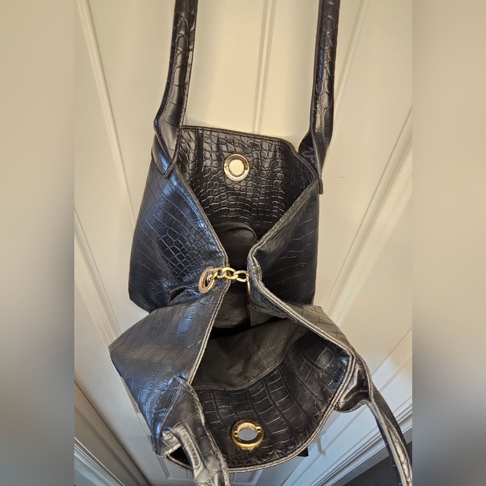 [Betty Barclay] Black Leather ♡♡ Over The Shoulder Purse - Picture 5 of 16
